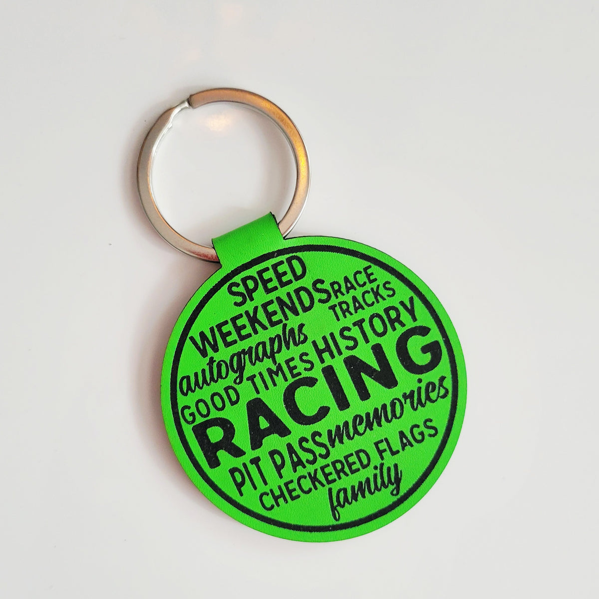 Race Words Leatherette Key Fob