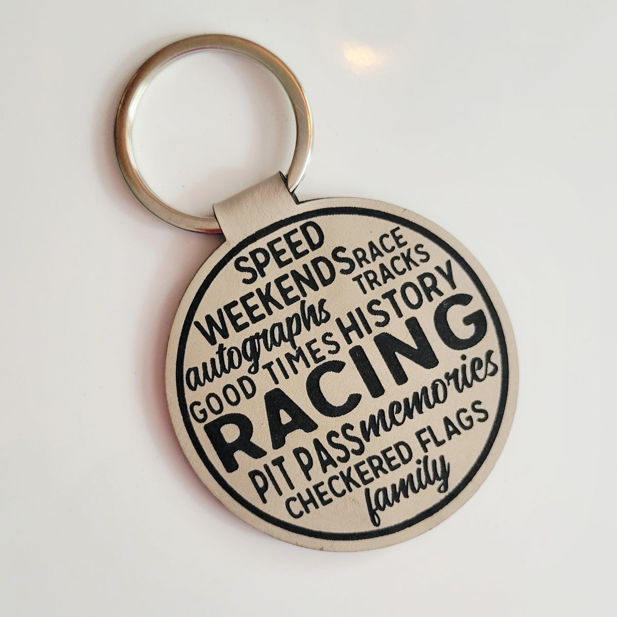 Race Words Leatherette Key Fob