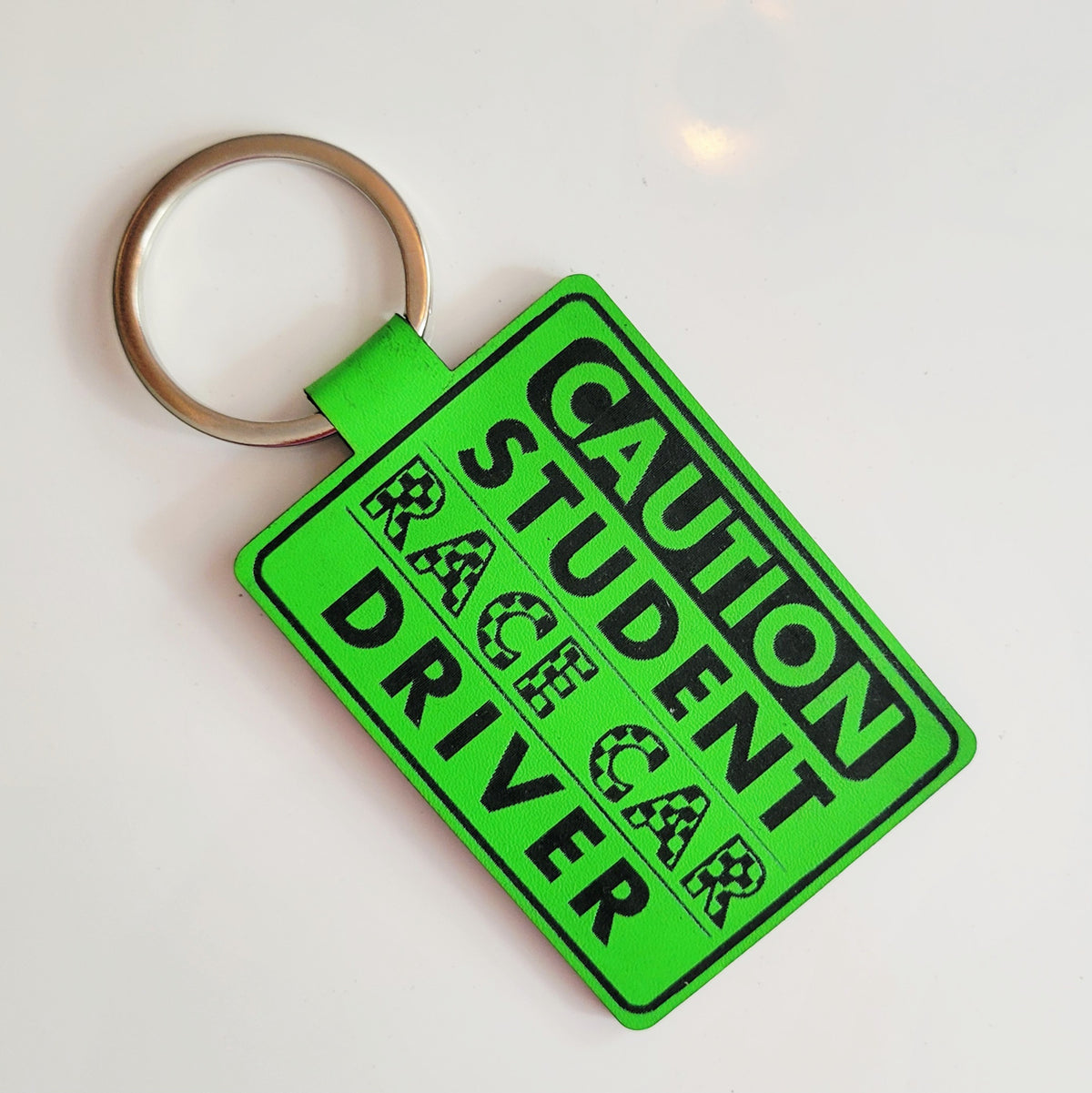 Student Race Car Driver Leatherette Racing Themed Key Fob