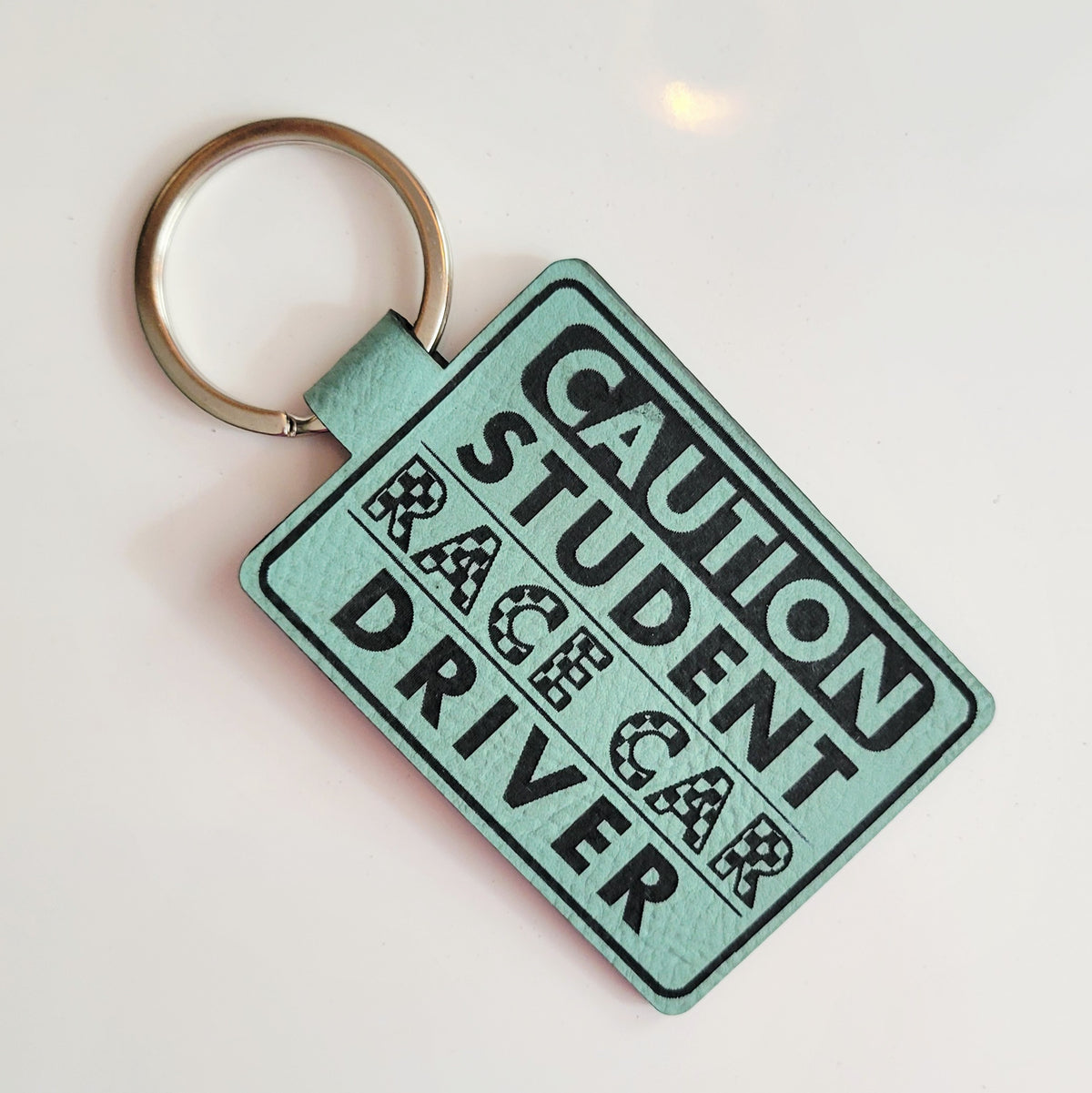 Student Race Car Driver Leatherette Racing Themed Key Fob