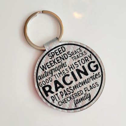 Race Words Leatherette Key Fob