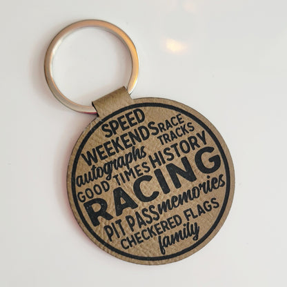 Race Words Leatherette Key Fob