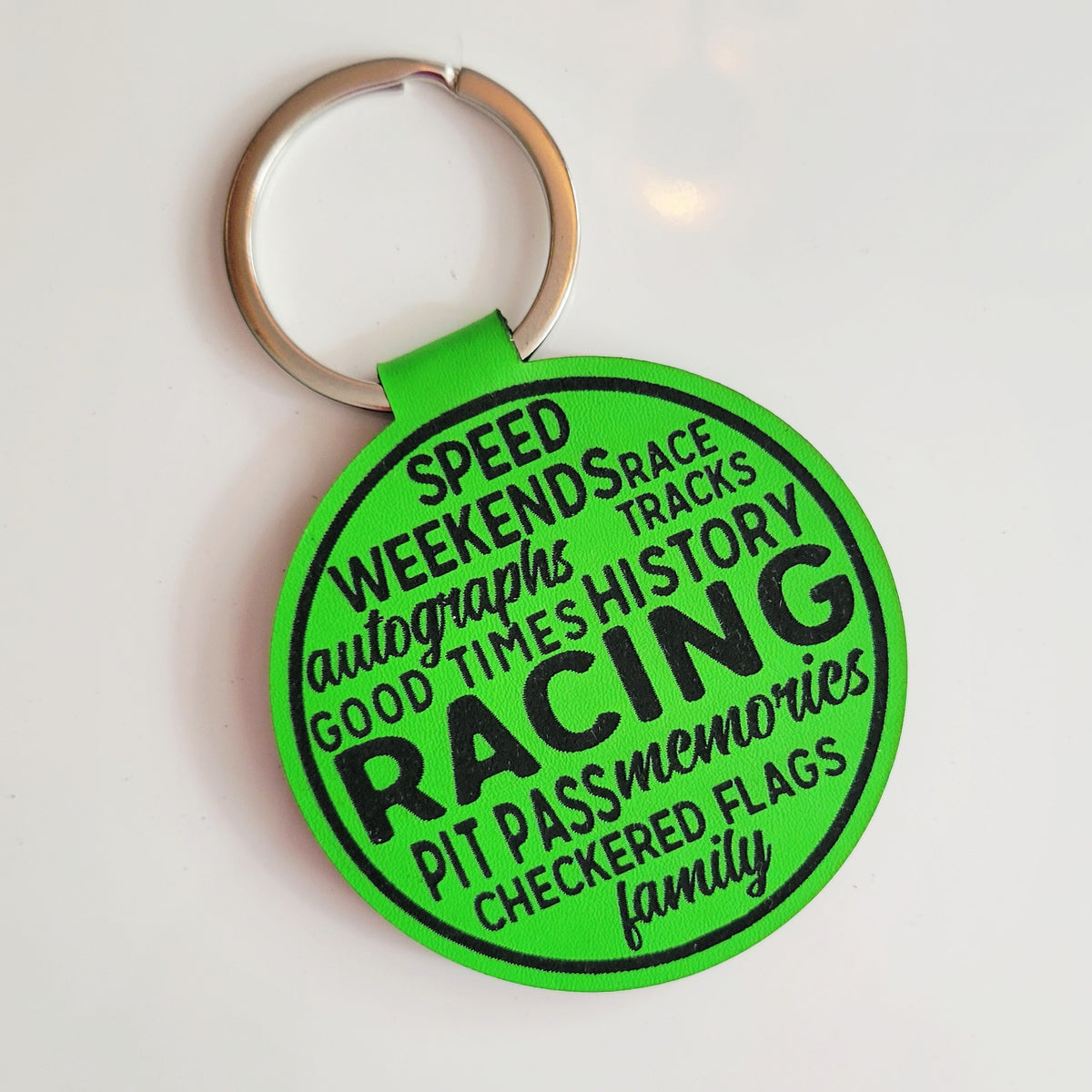 Race Words Leatherette Key Fob