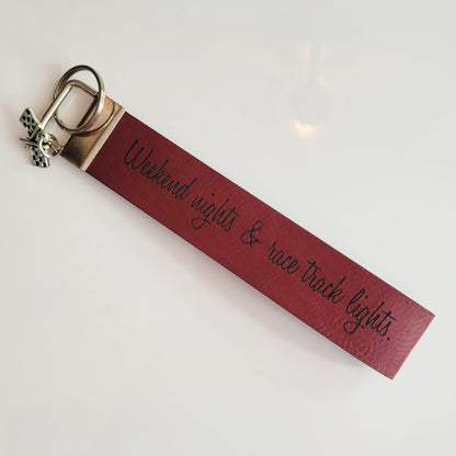 Engraved Leatherette Wristlet Key Fob