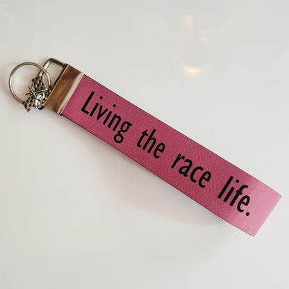 Engraved Leatherette Wristlet Key Fob