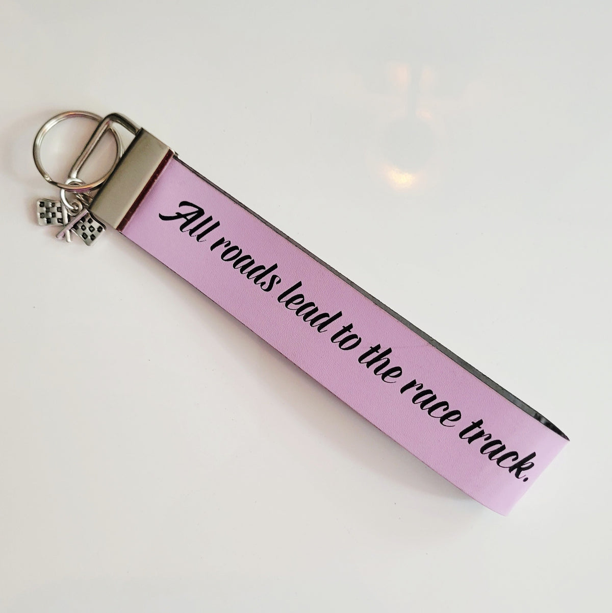 Engraved Leatherette Wristlet Key Fob