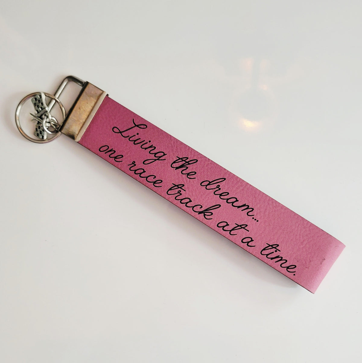 Engraved Leatherette Wristlet Key Fob