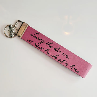 Engraved Leatherette Wristlet Key Fob