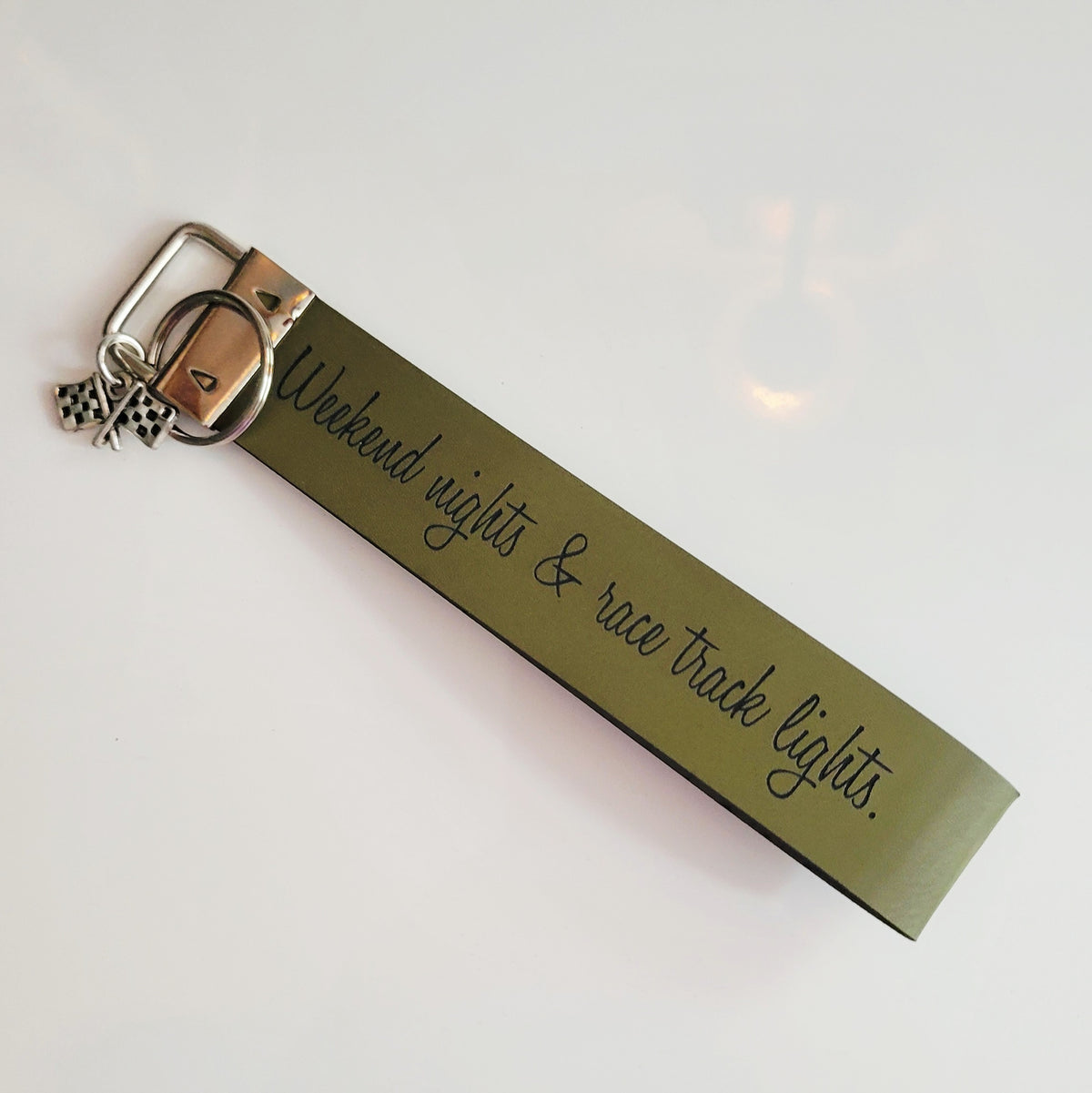 Engraved Leatherette Wristlet Key Fob