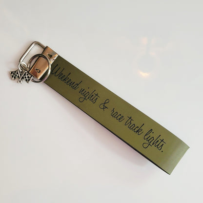 Engraved Leatherette Wristlet Key Fob
