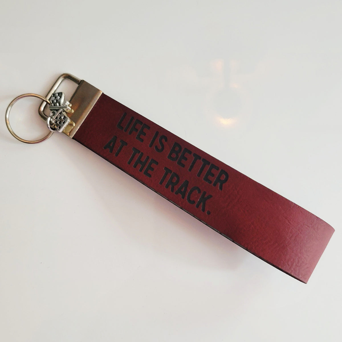 Engraved Leatherette Wristlet Key Fob
