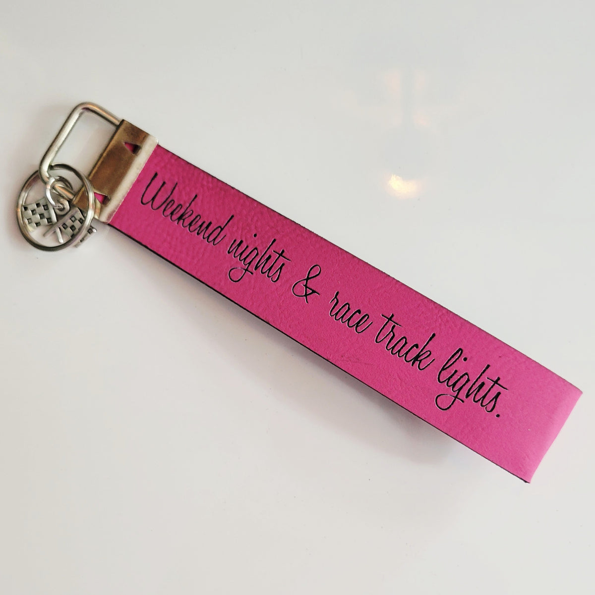 Engraved Leatherette Wristlet Key Fob