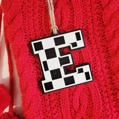 Checkered Letter Christmas Stocking Tag or Ornament