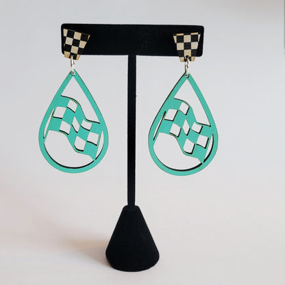 Checkered Flag Silhouette Earrings