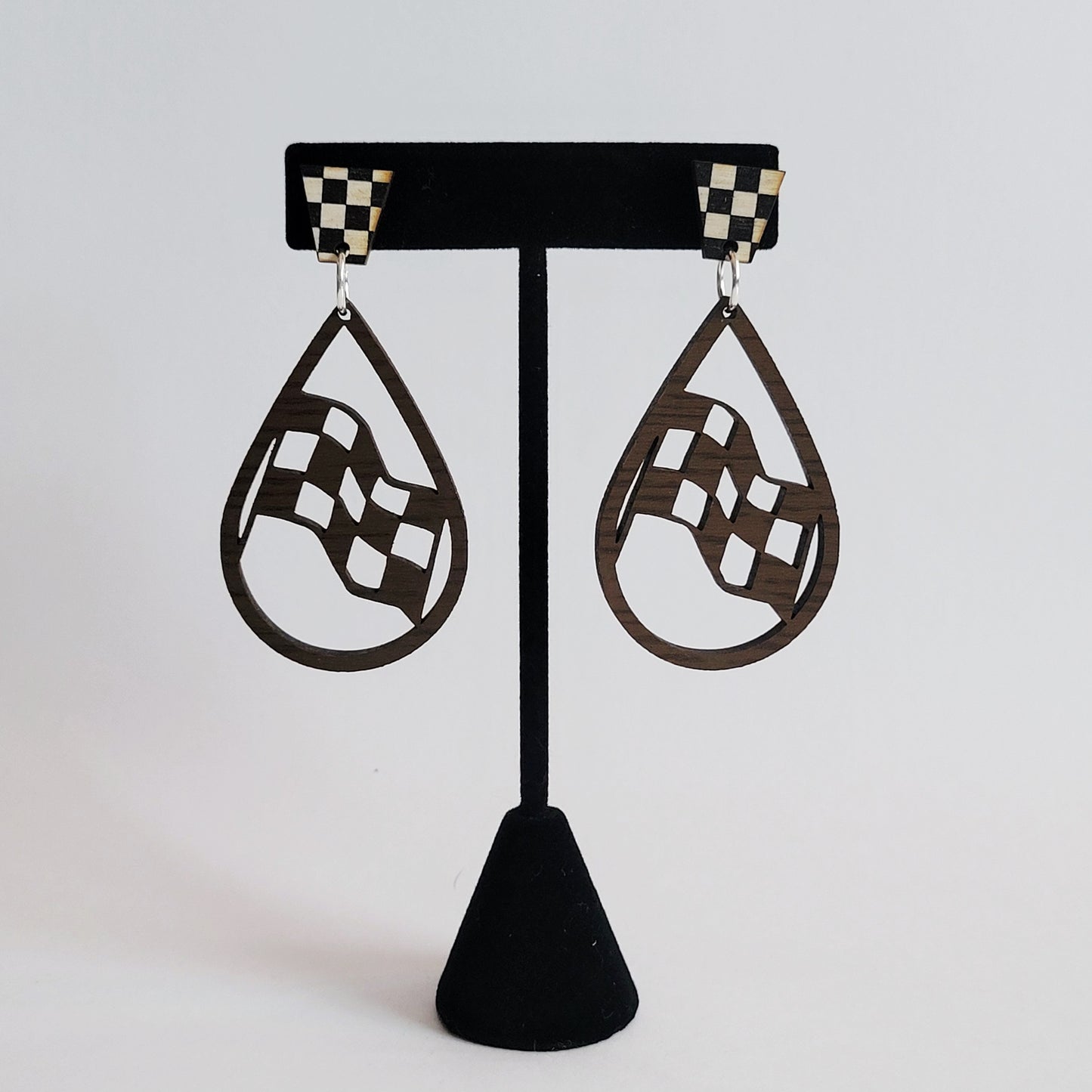Checkered Flag Silhouette Earrings