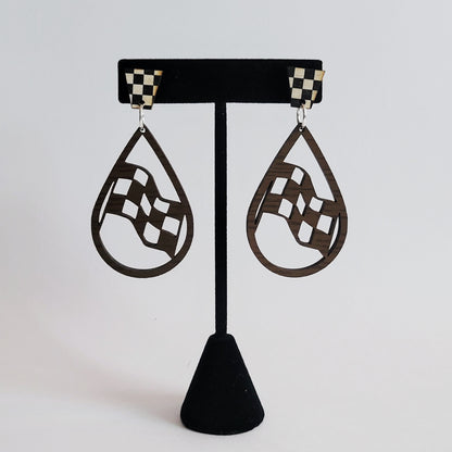 Checkered Flag Silhouette Earrings