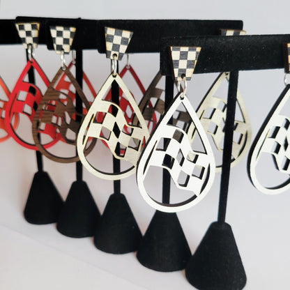 Checkered Flag Silhouette Earrings