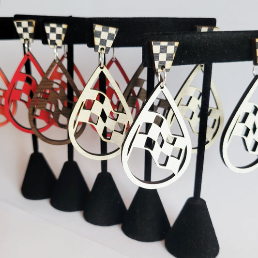 Checkered Flag Silhouette Earrings