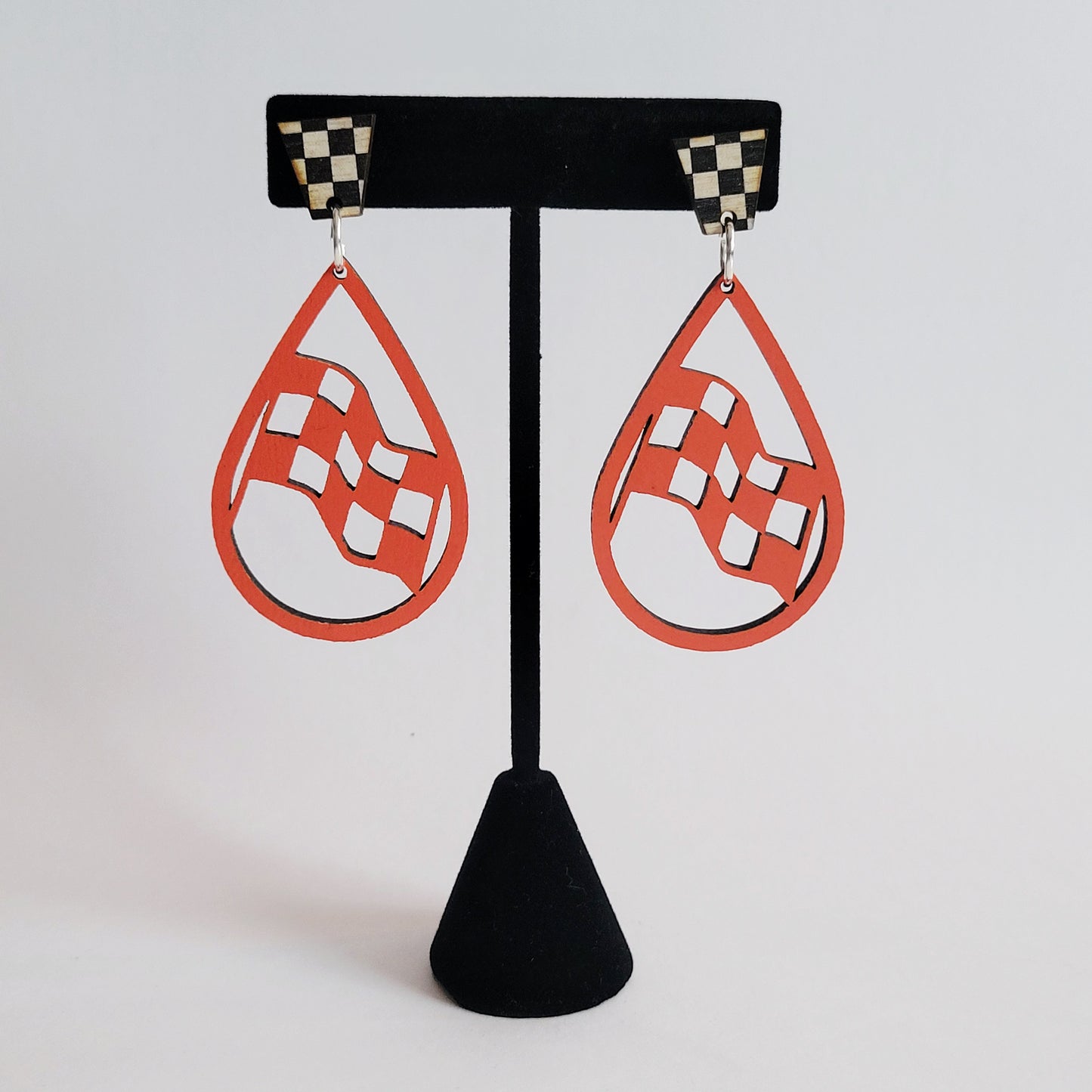 Checkered Flag Silhouette Earrings