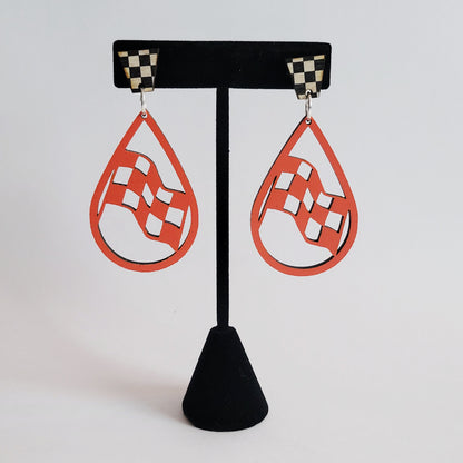 Checkered Flag Silhouette Earrings