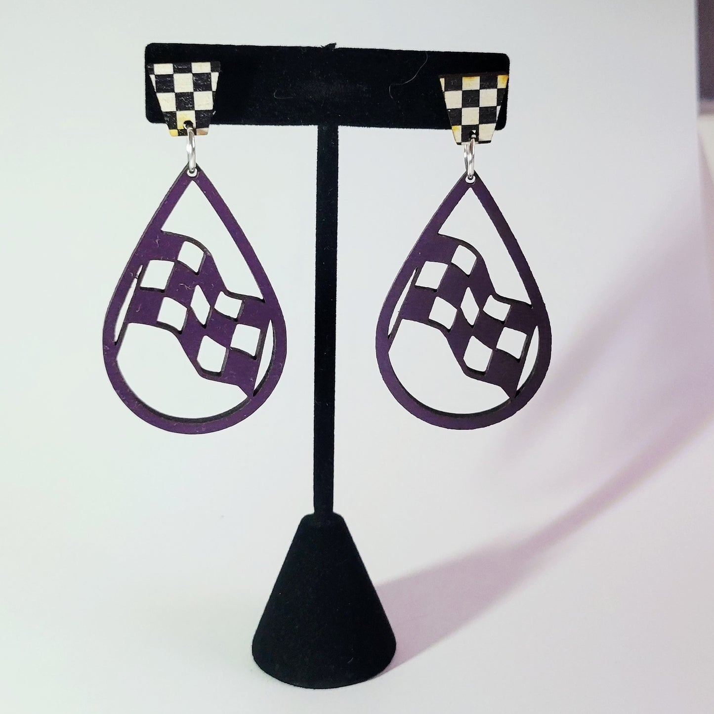 Checkered Flag Silhouette Earrings
