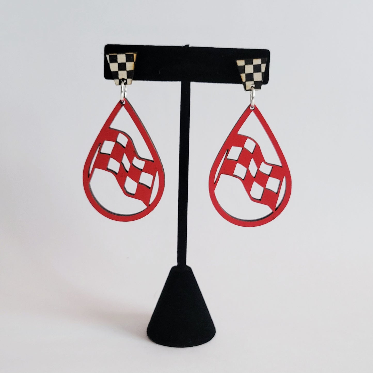 Checkered Flag Silhouette Earrings