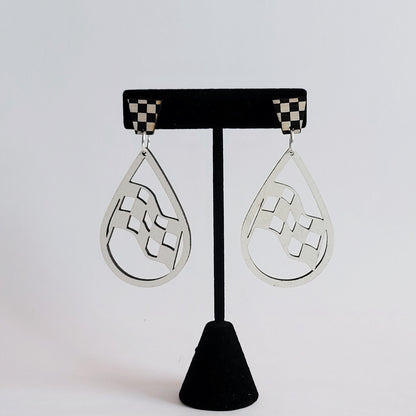 Checkered Flag Silhouette Earrings