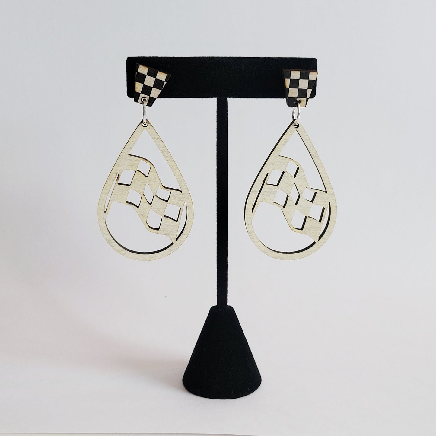 Checkered Flag Silhouette Earrings