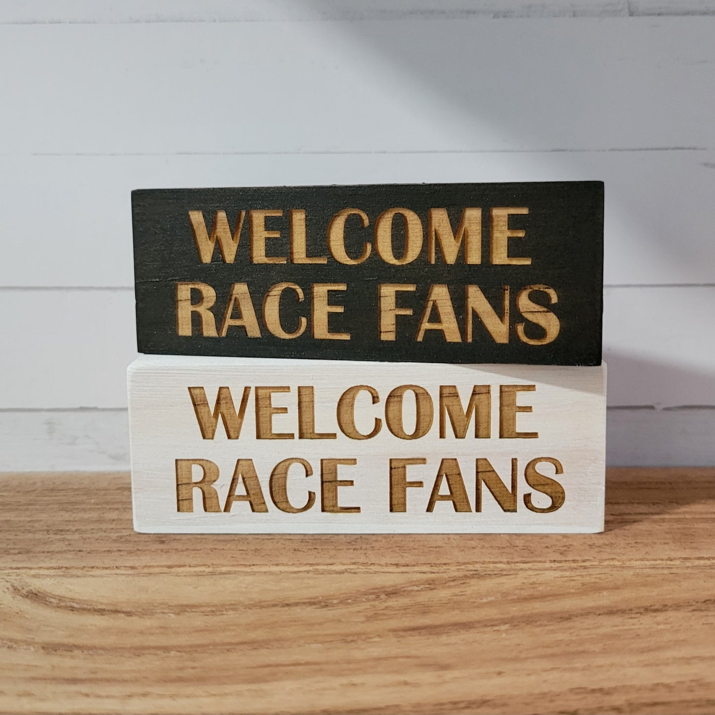 Welcome Race Fans Laser Engraved Mini Wood Sign