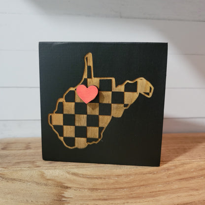 Laser Engraved Mini Checkered State Wood Signs