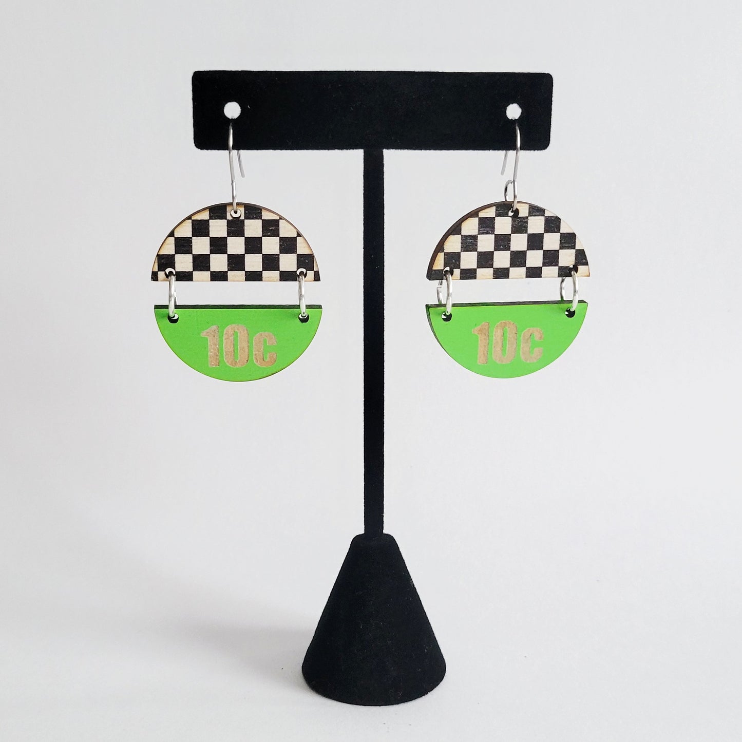 Custom Team Number Split Circle Racing Earrings