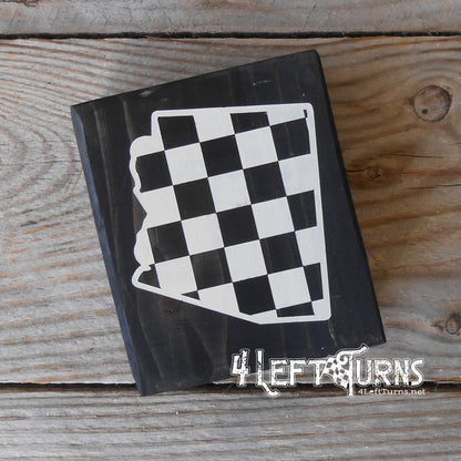 Checkered State Wood Block Signs