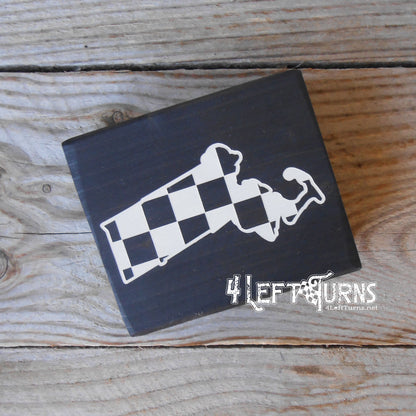 Checkered State Wood Block Signs