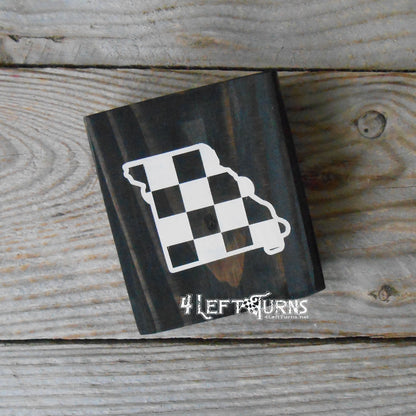 Checkered State Wood Block Signs
