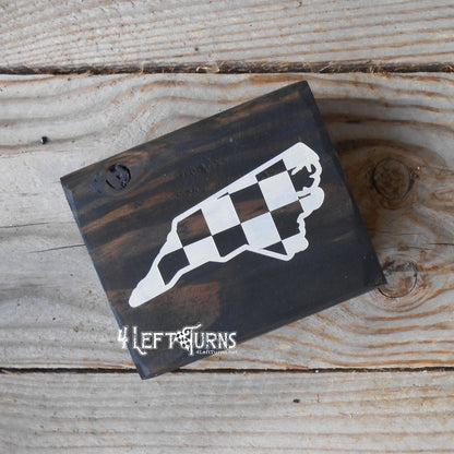 Checkered State Wood Block Signs