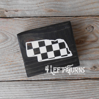 Checkered State Wood Block Signs