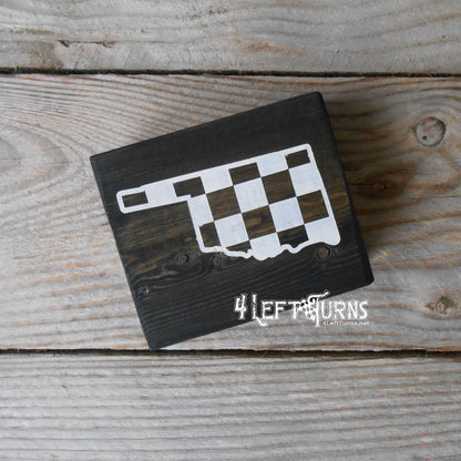 Checkered State Wood Block Signs