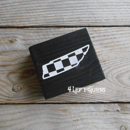 Checkered State Wood Block Signs