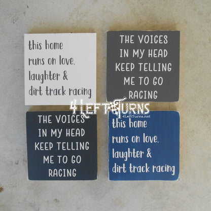 This Home Runs on Love Laughter Dirt Track Racing Painted Wood Sign